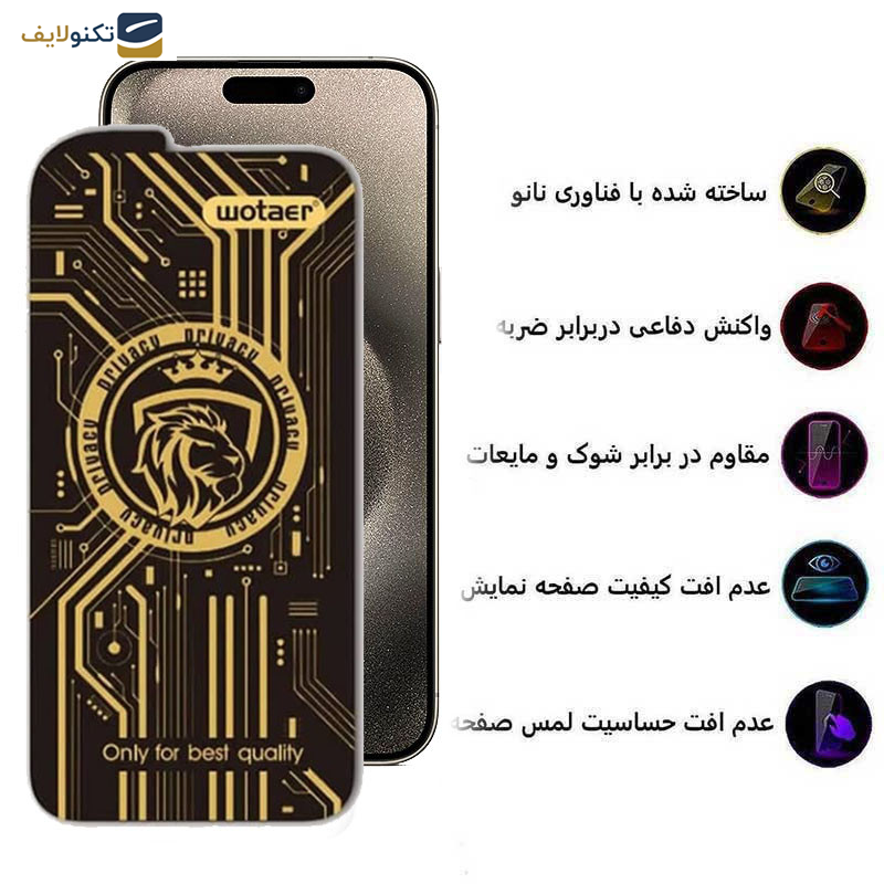 محافظ صفحه نمایش حریم شخصی اپیکوی مدل Wotaer Privacy مناسب برای گوشی موبایل اپل iPhone 15 Pro Max محافظ صفحه نمایش حریم شخصی اپیکوی مدل Wotaer Privacy مناسب برای گوشی موبایل اپل iPhone 15 Pro Max