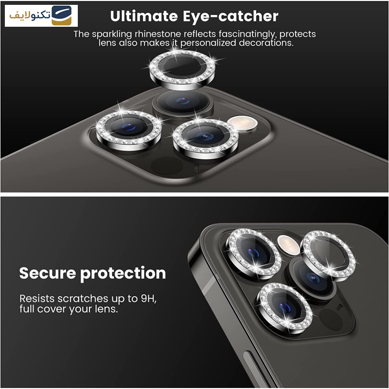 محافظ لنز دوربین کمرا فیلم مدل رینگی نگین دار مناسب برای گوشی موبایل اپل iPhone 13 promax