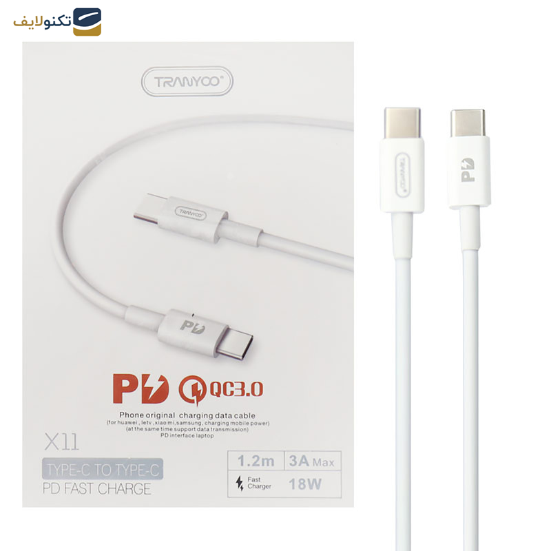 کابل تبدیل USB-C ترانیو مدل X11 طول 1.2متر کابل تبدیل USB-C ترانیو مدل X11 طول 1.2متر