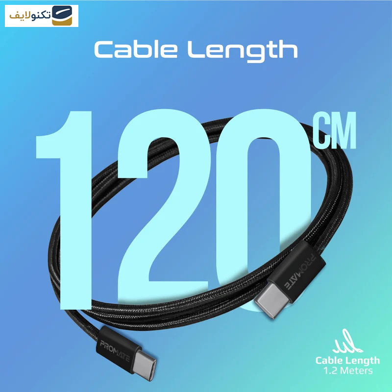 کابل USB-C پرومیت مدل ECOLINE-CC120.BLK طول 1.2 متر کابل USB-C پرومیت مدل ECOLINE-CC120.BLK طول 1.2 متر
