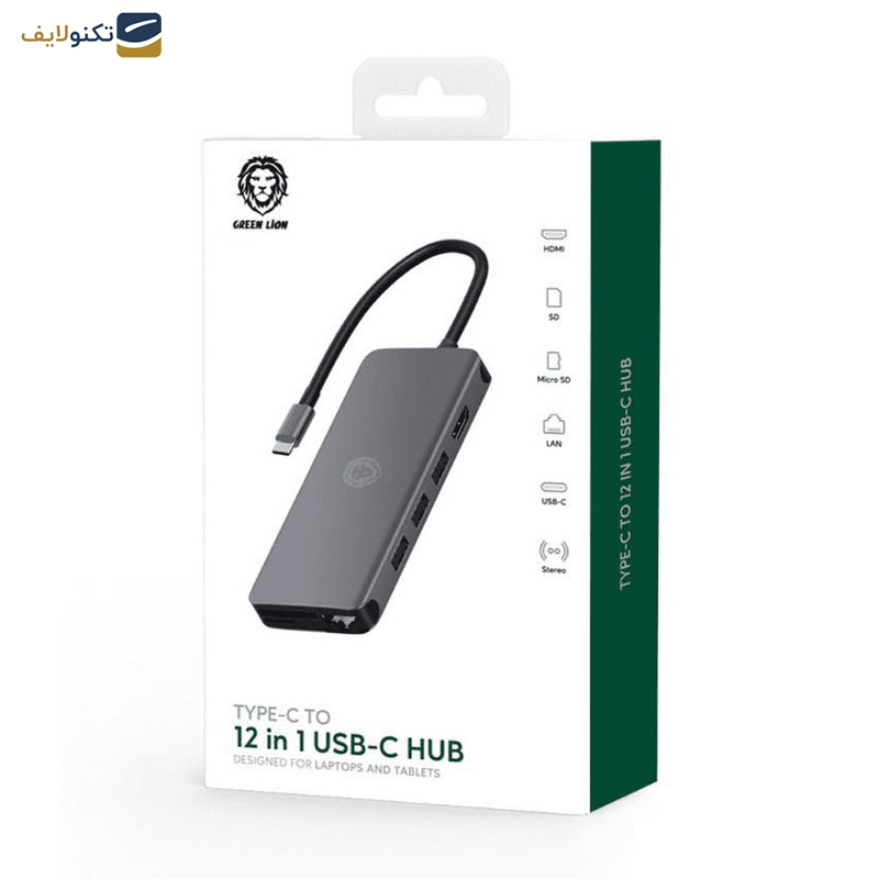 هاب 12 پورت USB-C گرین لاین مدل 12-1 هاب 12 پورت USB-C گرین لاین مدل 12-1