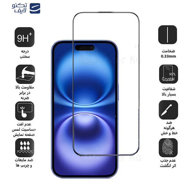 محافظ صفحه نمایش کی -زد دو مدل Full-Glassمناسب برای گوشی موبایل اپل iPhone 16/15 محافظ صفحه نمایش کی -زد دو مدل Full-Glassمناسب برای گوشی موبایل اپل iPhone 16/15