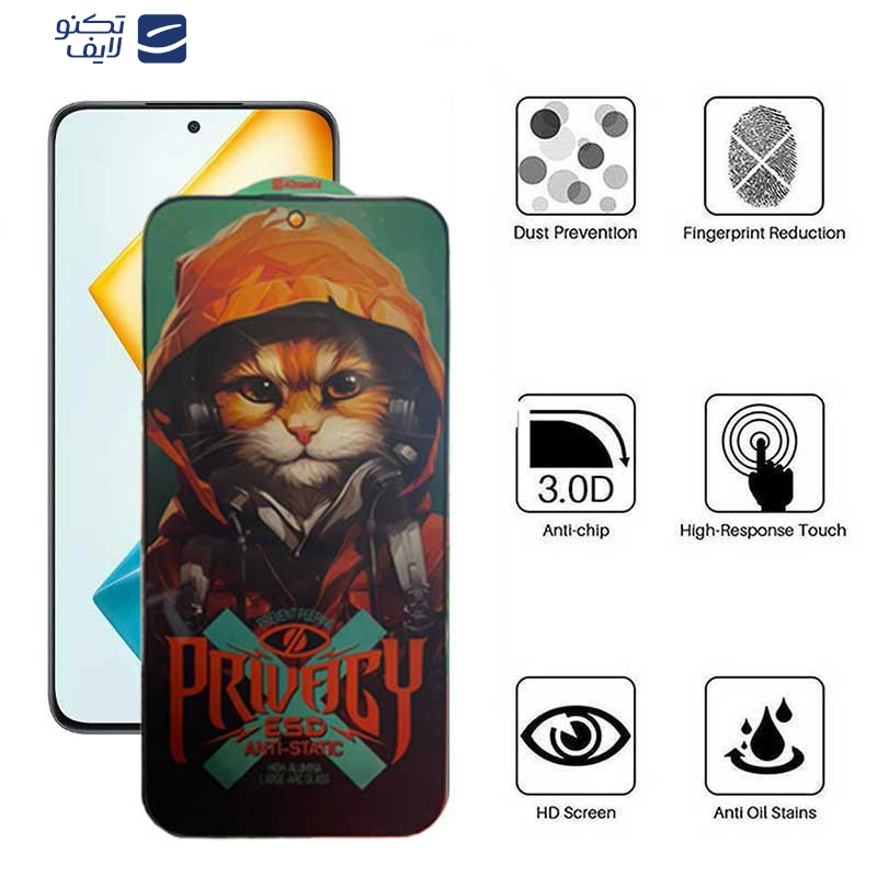 محافظ صفحه نمایش حریم شخصی اپیکوی مدل Privacy Hoodie Cat مناسب برای گوشی موبایل آنر  X8a/ X8b/ X8 4G/ 90 Lite/ 90 GT/ 10X Lite
