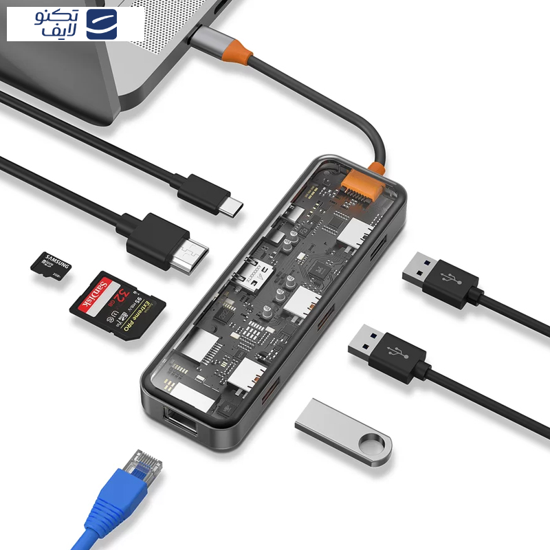 هاب 8 پورت USB-C بیوا مدل HUB-03 هاب 8 پورت USB-C بیوا مدل HUB-03