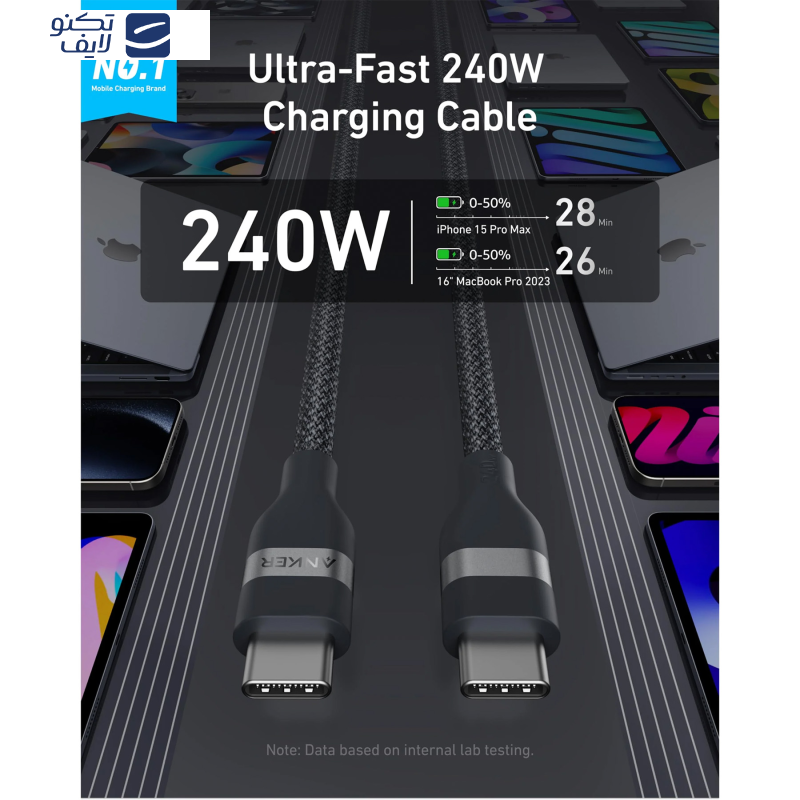 کابل تبدیل USB-C انکر مدل A82E2 طول 0.9 متر کابل تبدیل USB-C انکر مدل A82E2 طول 0.9 متر