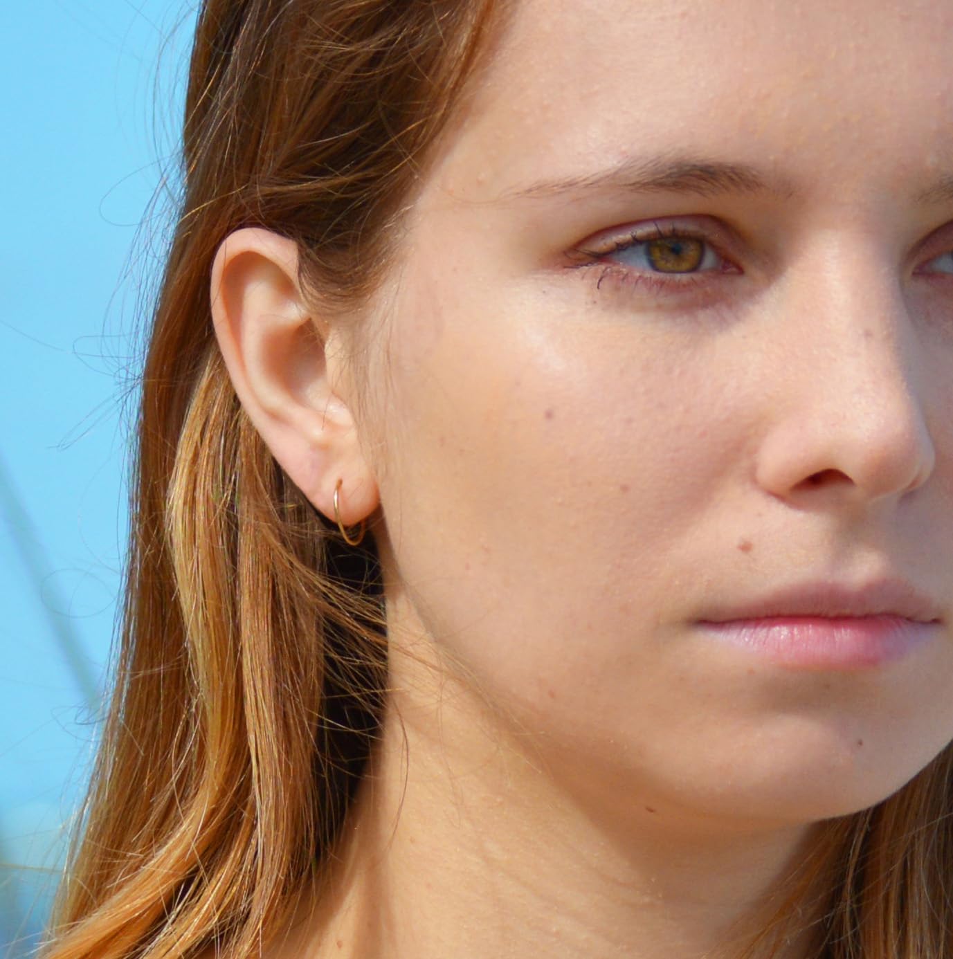 گوشواره حلقه ای کوچک قطر 1.3 سانت طلا 18 عیار