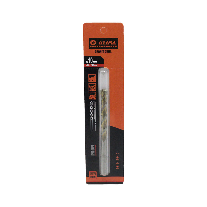 مته گرانیت آزارا مدل YP-DIN8039-2915-120-10 سایز 10 میلی متر مته گرانیت آزارا مدل YP-DIN8039-2915-120-10 سایز 10 میلی متر