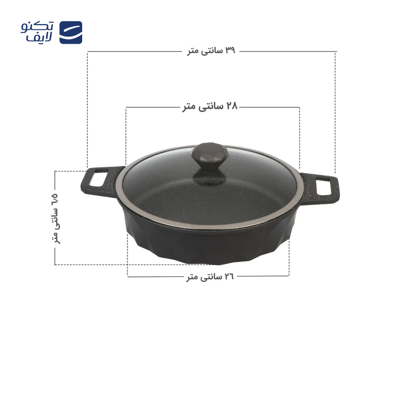 تابه دودسته تکنو مدل دایموند سایز 28 تابه دودسته تکنو مدل دایموند سایز 28