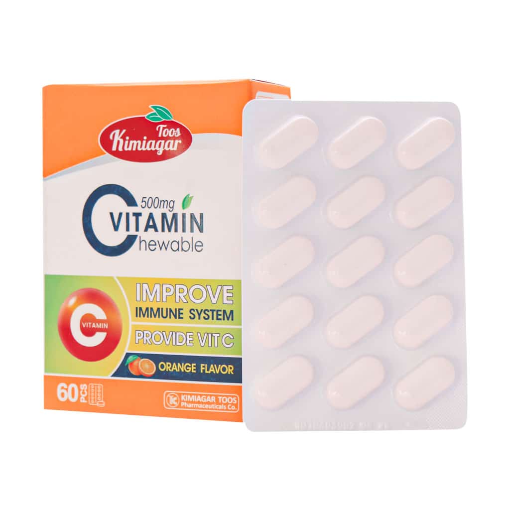 قرص جویدنی ویتامین C 500 میلی گرم کیمیاگر طوس 60 عدد قرص جویدنی ویتامین C 500 میلی گرم کیمیاگر طوس 60 عدد
