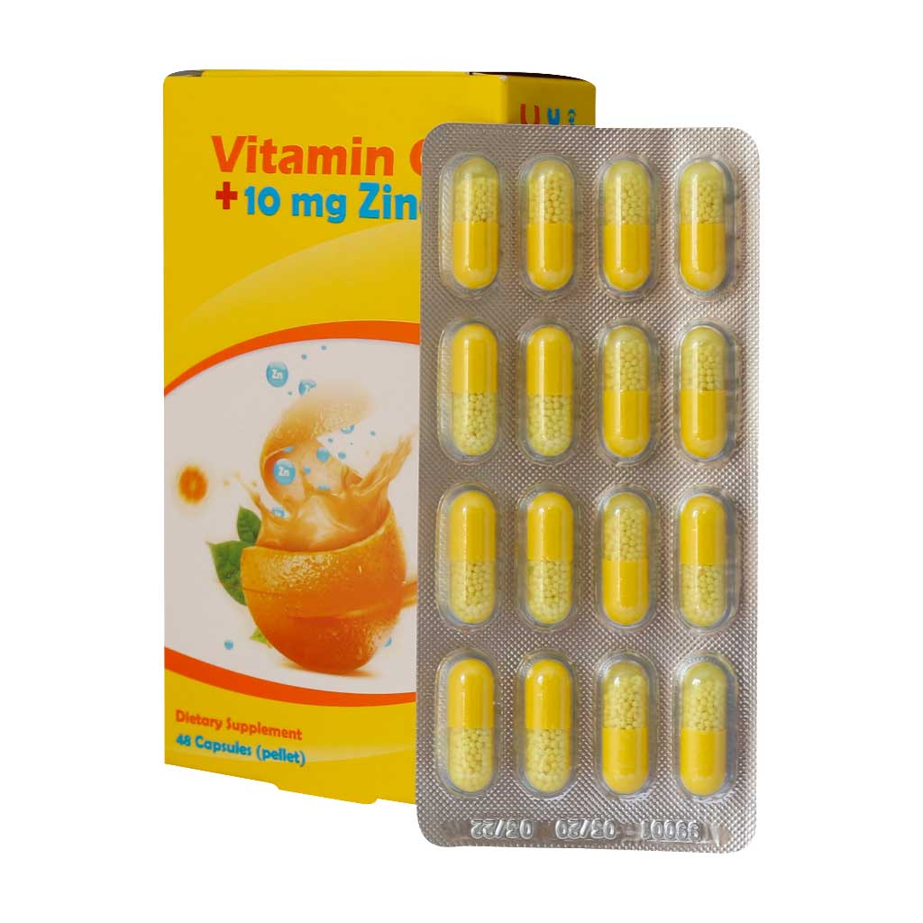 کپسول ویتامین C و 10 میلی گرم زینک هگمتان دارو غرب 48 عدد کپسول ویتامین C و 10 میلی گرم زینک هگمتان دارو غرب 48 عدد