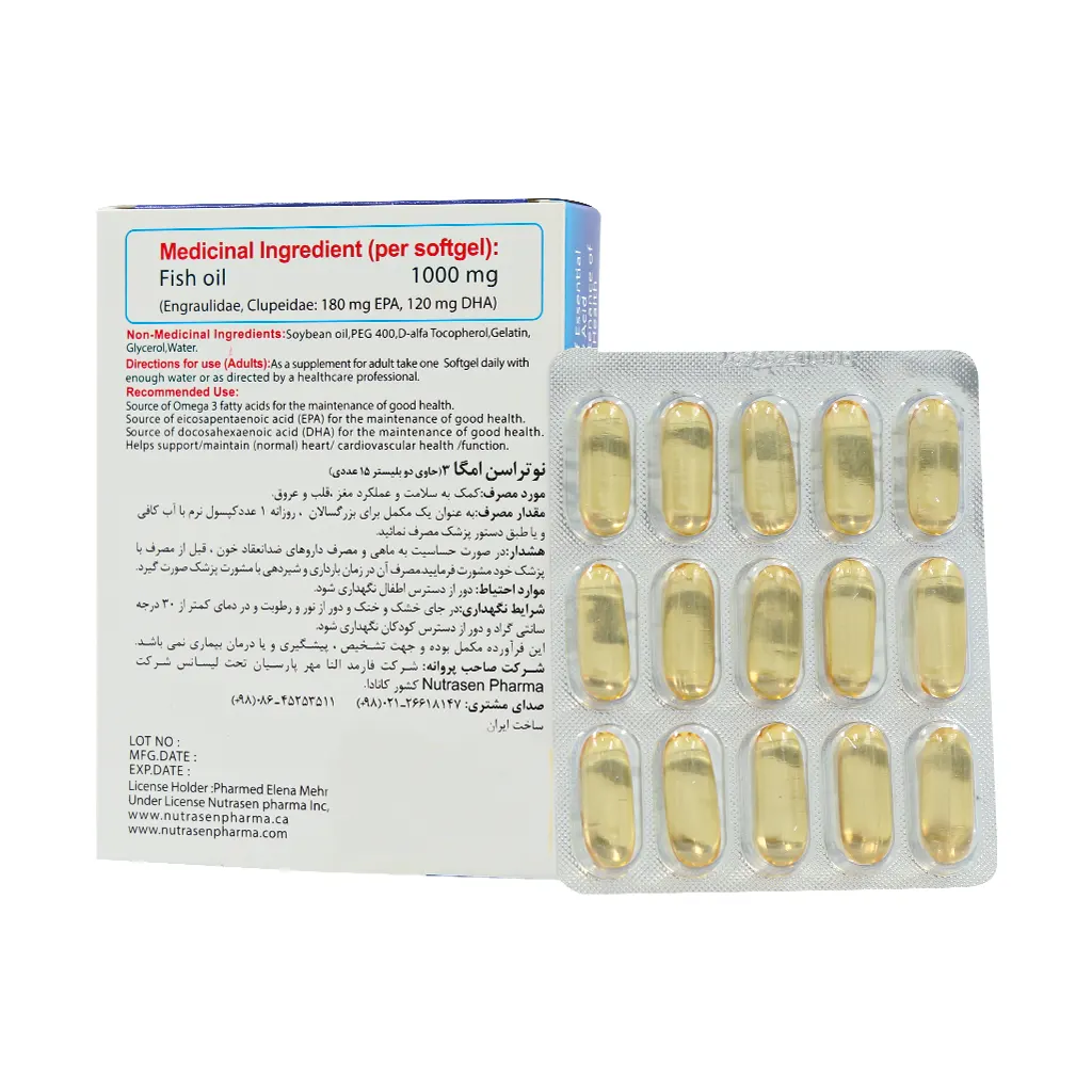 کپسول امگا 3 1000 میلی گرم نوتراسن 30 عدد کپسول امگا 3 1000 میلی گرم نوتراسن 30 عدد