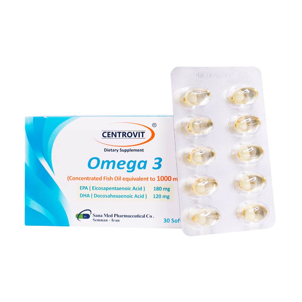 سافت ژل امگا 3 تغلیظ شده 1000 میلی گرم سنتروویت 30 عدد سافت ژل امگا 3 تغلیظ شده 1000 میلی گرم سنتروویت 30 عدد