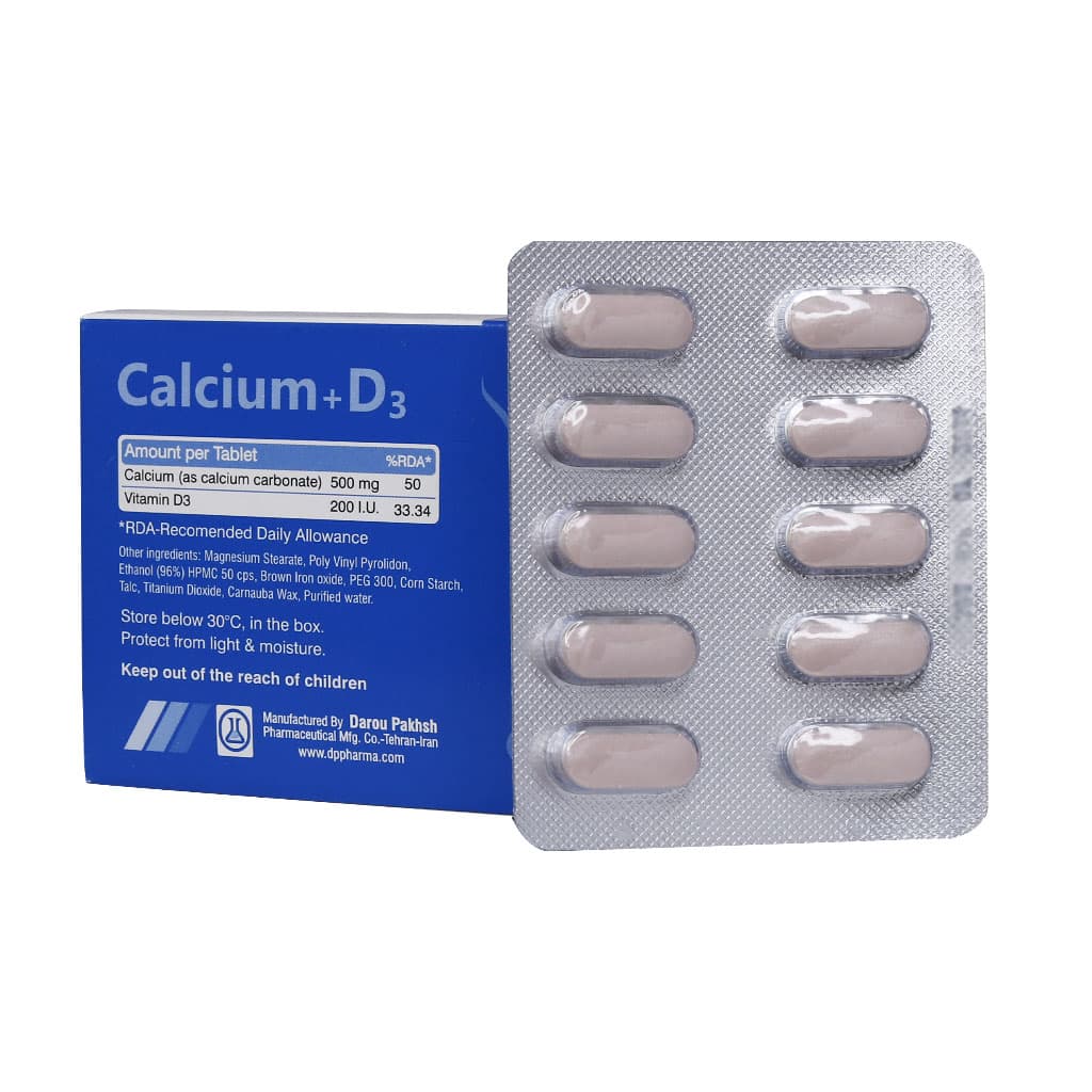 قرص روکش دار کلسیم و D3 داروپخش 50 عدد قرص روکش دار کلسیم و D3 داروپخش 50 عدد