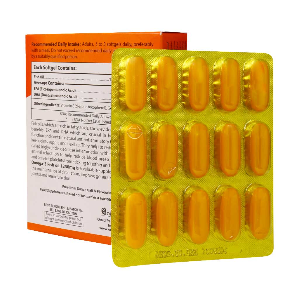 کپسول ژلاتینی امگا 3 بدون جیوه او پی دی فارما 1250 میلی گرم 30 عدد کپسول ژلاتینی امگا 3 بدون جیوه او پی دی فارما 1250 میلی گرم 30 عدد