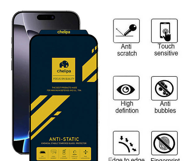 محافظ صفحه نمایش اپیکوی مدل Chelipa Anti-Static مناسب برای گوشی موبایل اپل iPhone 16/15/14 Pro
