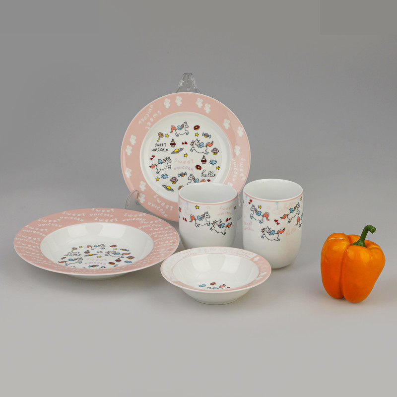 سرویس غذاخوری 5 پارچه کودک چینی زرین ایران مدل لیتل پونی درجه عالی