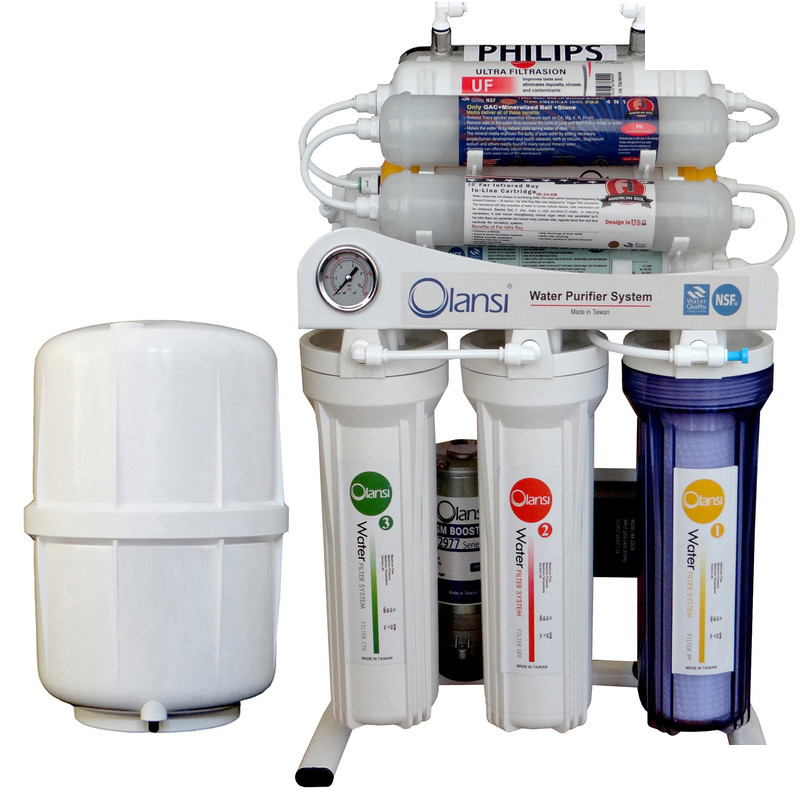 دستگاه تصفیه کننده آب اولانسی مدل REVERSE OSMOSIS AT7950 به همراه کیت نشتی گیر دستگاه تصفیه کننده آب اولانسی مدل REVERSE OSMOSIS AT7950 به همراه کیت نشتی گیر