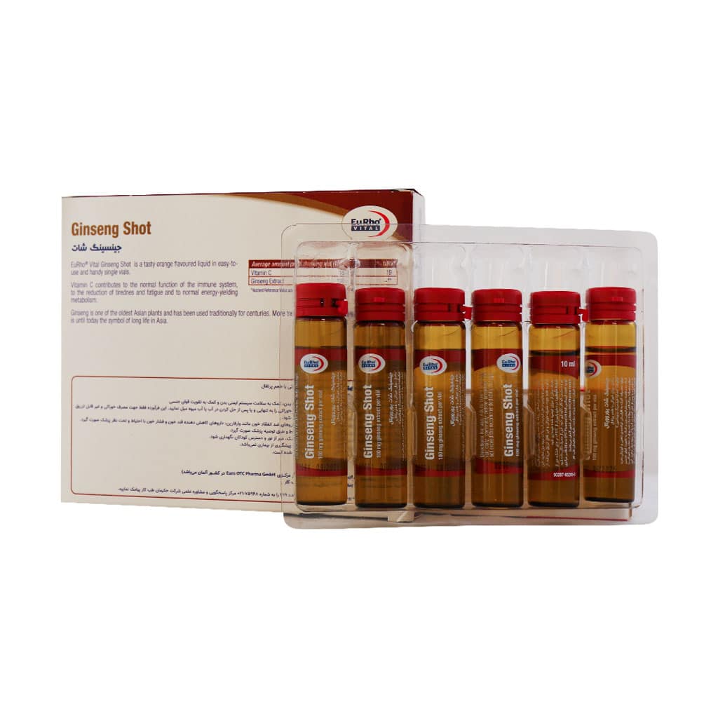 ویال خوراکی جینسینگ شات یوروویتال 6 عدد ویال خوراکی جینسینگ شات یوروویتال 6 عدد