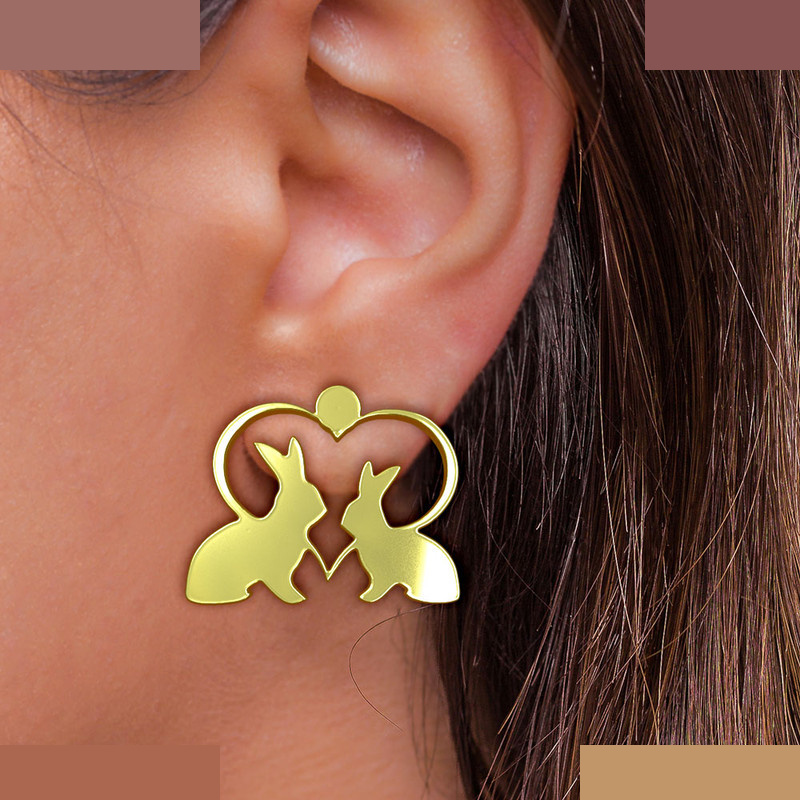 نیم ست طلا 18 عیار زنانه مدوپد مدل دو خرگوش کد NA12919