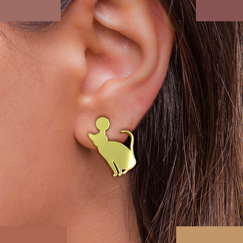 نیم ست طلا 18 عیار زنانه مدوپد مدل گربه کد NA14674