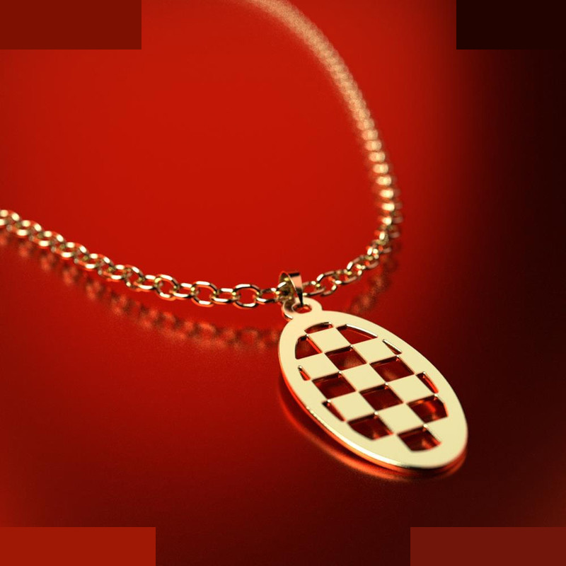 نیم ست طلا 18 عیار زنانه مدوپد مدل بیضی شطرنجی کد NA11491