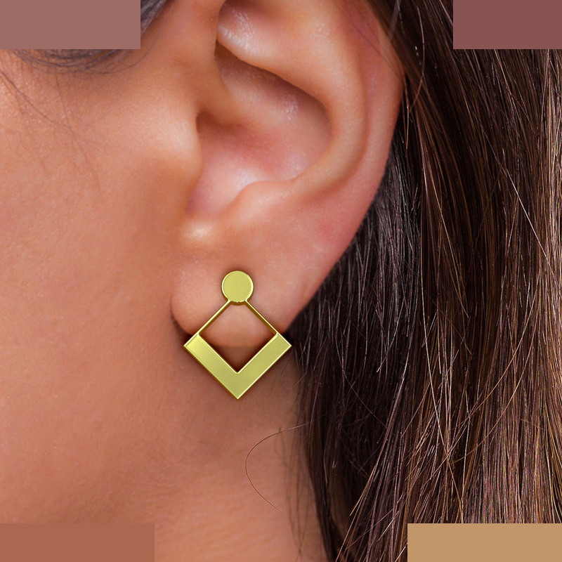 گوشواره طلا 18 عیار زنانه مدوپد مدل لوزی کد GA1-10065