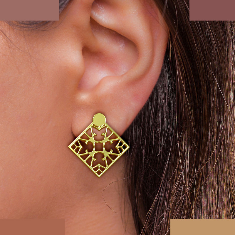 گوشواره طلا 18 عیار زنانه مدوپد مدل لوزی کد GA1-10272