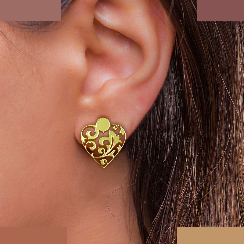 گوشواره طلا 18 عیار زنانه مدوپد مدل قلب کد GA1-10293