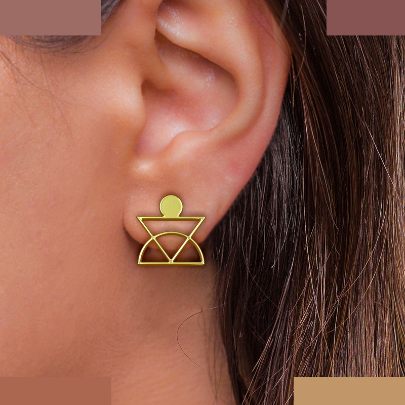 گوشواره طلا 18 عیار زنانه مدوپد مدل مثلث و نیم دایره کد GA1-10397 گوشواره طلا 18 عیار زنانه مدوپد مدل مثلث و نیم دایره کد GA1-10397