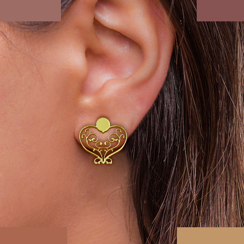 گوشواره طلا 18 عیار زنانه مدوپد مدل قلب کد GA1-10420