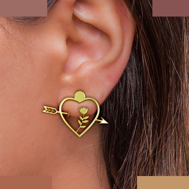 گوشواره طلا 18 عیار زنانه مدوپد مدل قلب کد GA1-10464