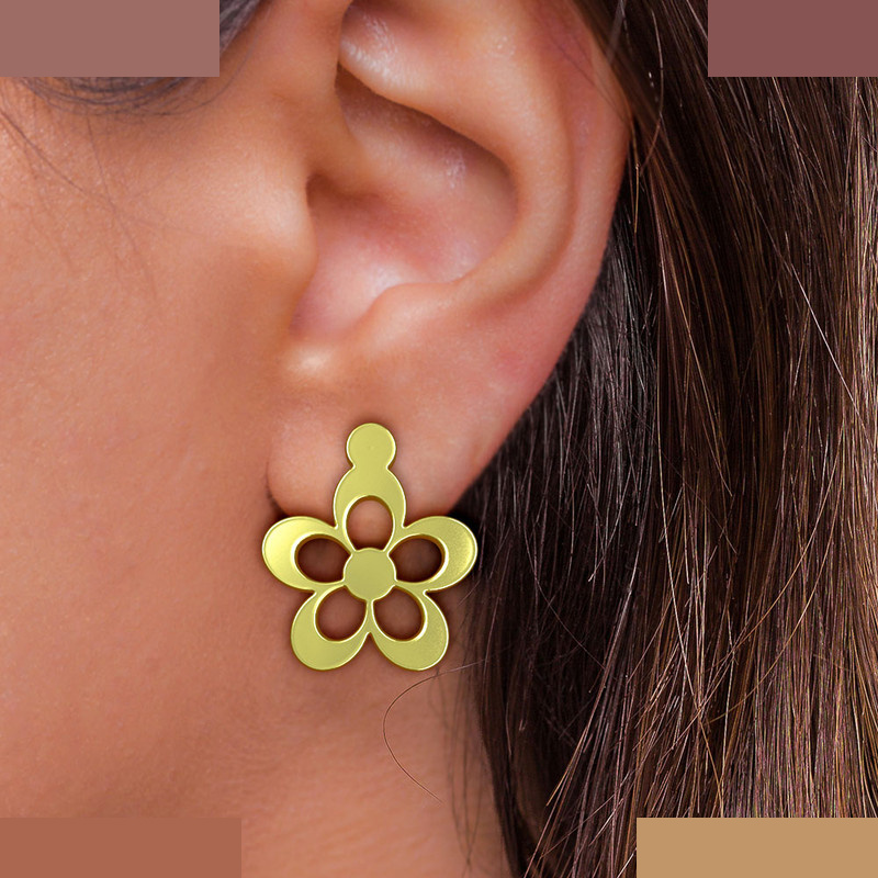 گوشواره طلا 18 عیار زنانه مدوپد مدل گل کد GA1-10900