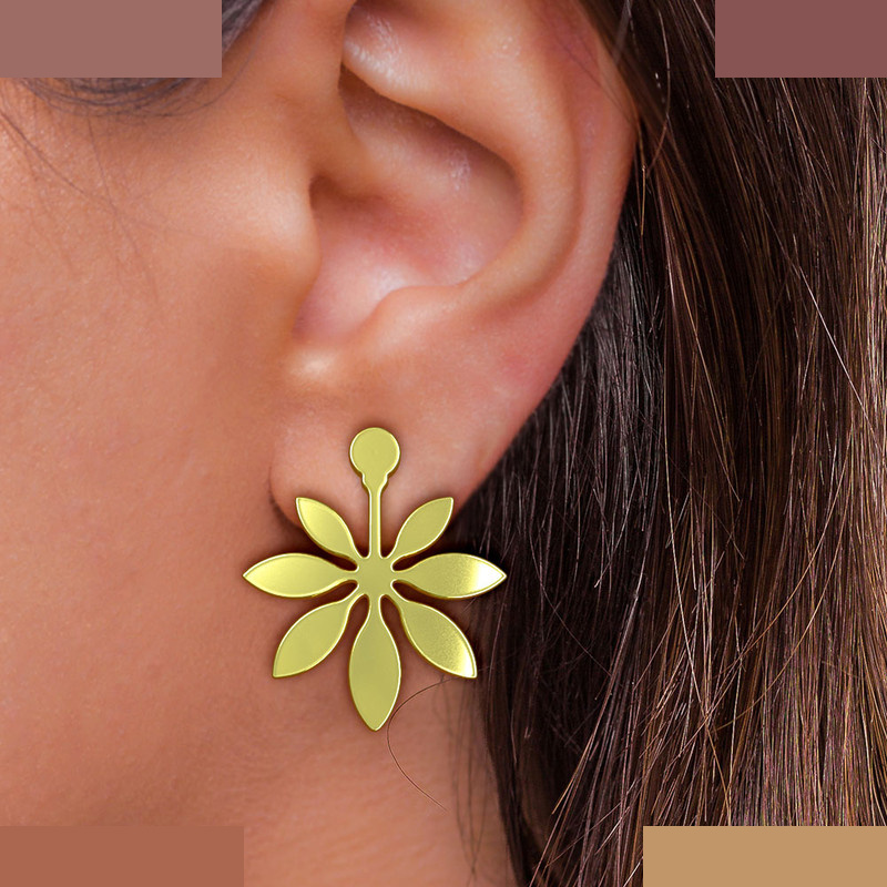 گوشواره طلا 18 عیار زنانه مدوپد مدل گل کد GA1-11078