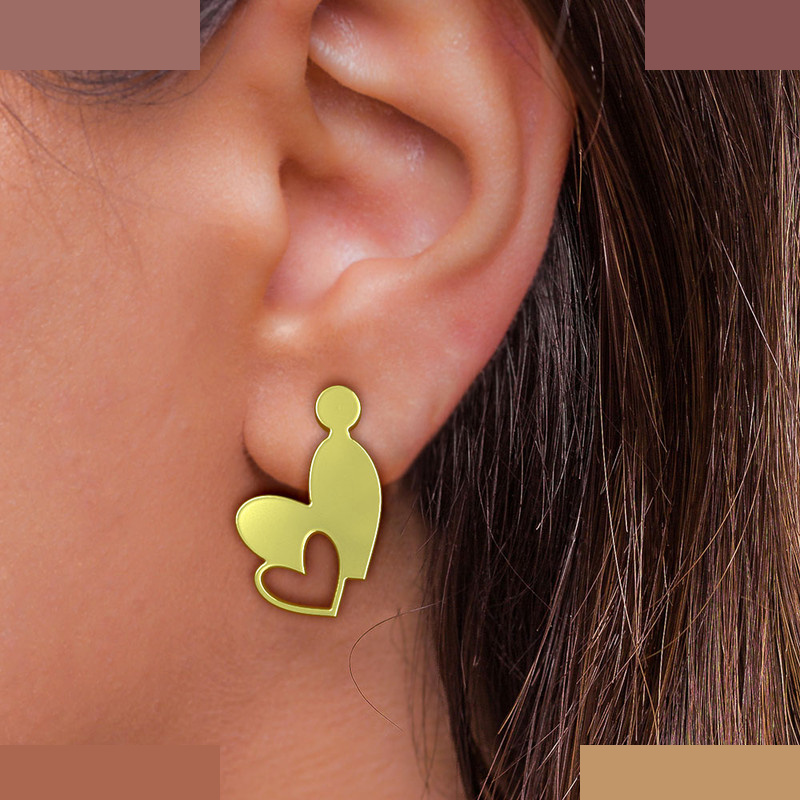 گوشواره طلا 18 عیار زنانه مدوپد مدل قلب کد GA1-11259