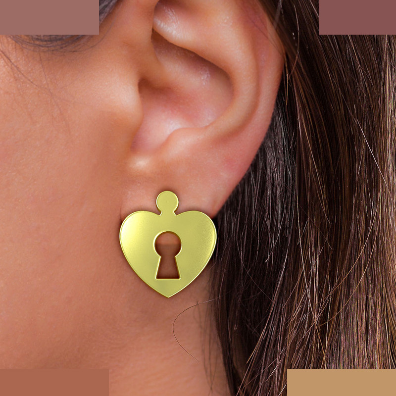 گوشواره طلا 18 عیار زنانه مدوپد مدل قلب کد GA1-11265