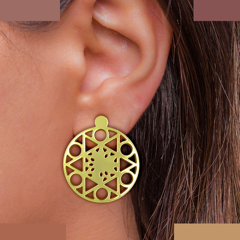 گوشواره طلا 18 عیار زنانه مدوپد مدل دایره اسلیمی کد GA1-11374