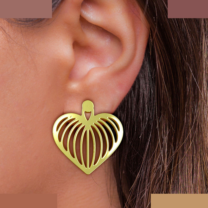 گوشواره طلا 18 عیار زنانه مدوپد مدل قلب کد GA1-11388