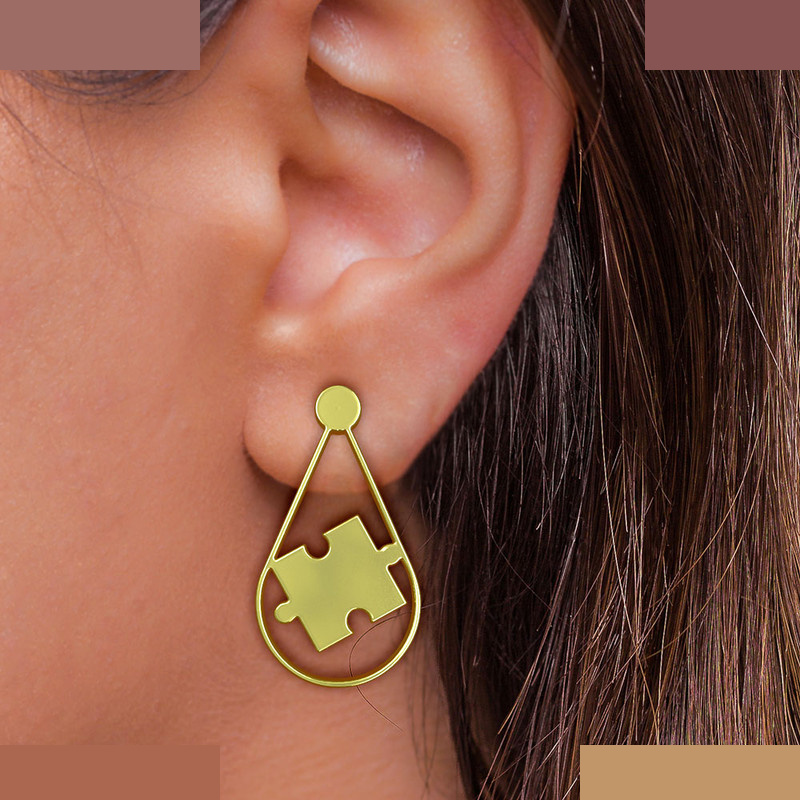 گوشواره طلا 18 عیار زنانه مدوپد مدل پازل کد GA1-11393