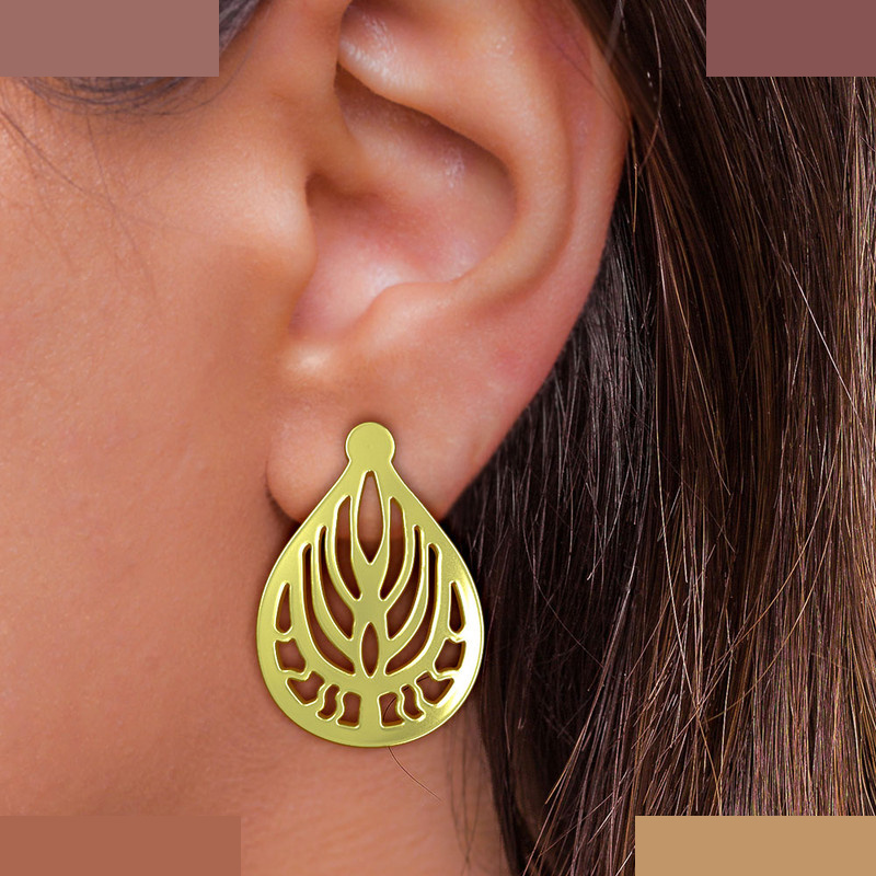 گوشواره طلا 18 عیار زنانه مدوپد مدل اشک کد GA1-11398