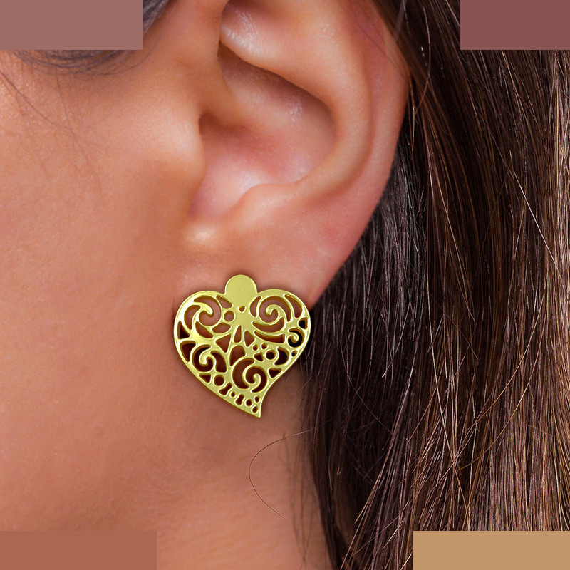 گوشواره طلا 18 عیار زنانه مدوپد مدل قلب کد GA1-11416