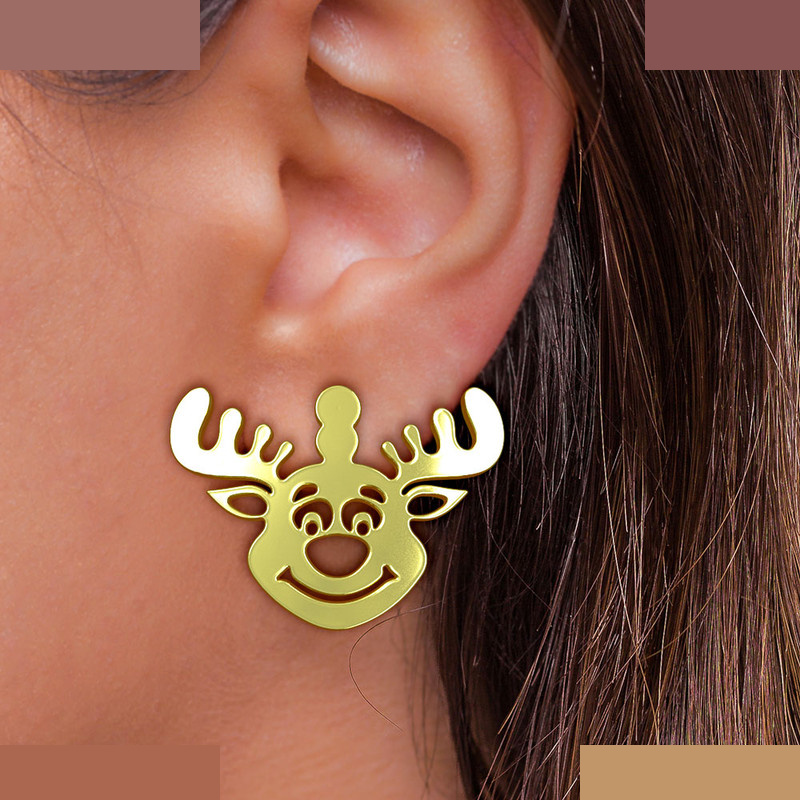 گوشواره طلا 18 عیار زنانه مدوپد مدل گوزن کد GA1-11423