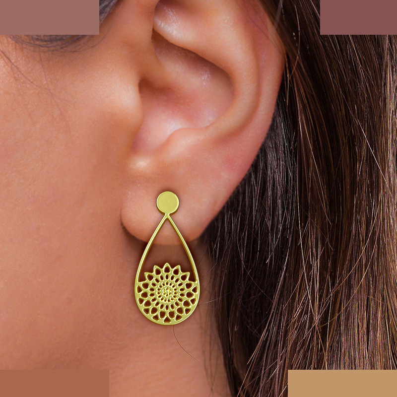 گوشواره طلا 18 عیار زنانه مدوپد مدل گل کد GA1-11507