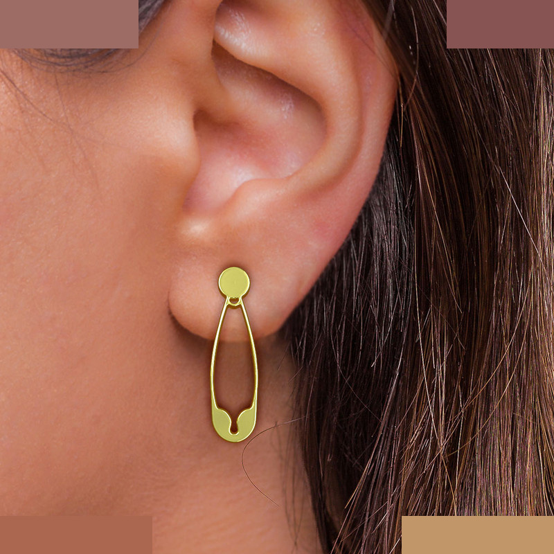 گوشواره طلا 18 عیار زنانه مدوپد مدل سنجاق کد GA1-11516