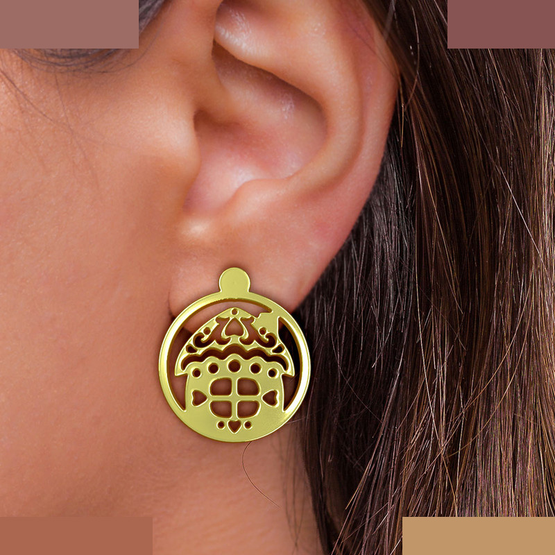 گوشواره طلا 18 عیار زنانه مدوپد مدل خانه کد GA1-11532 گوشواره طلا 18 عیار زنانه مدوپد مدل خانه کد GA1-11532