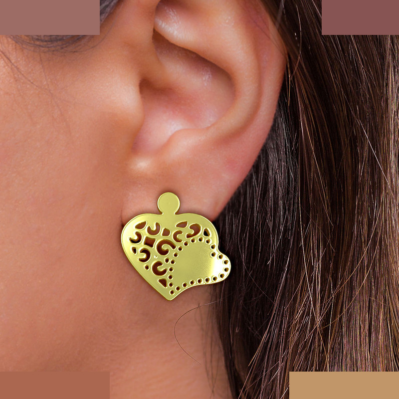 گوشواره طلا 18 عیار زنانه مدوپد مدل قلب کد GA1-11553