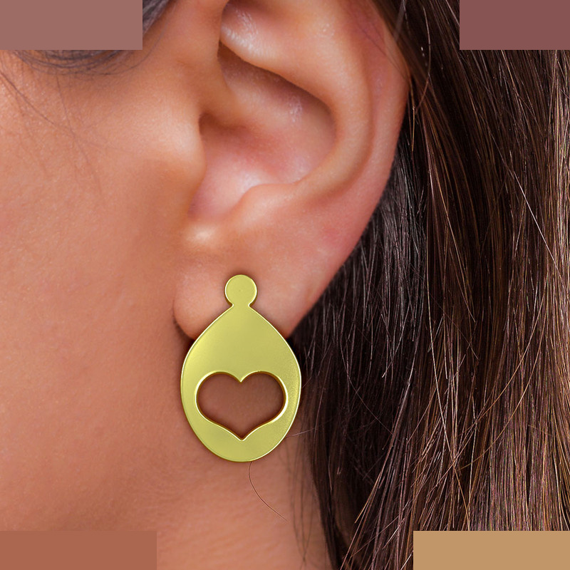 گوشواره طلا 18 عیار زنانه مدوپد مدل قلب کد GA1-11616