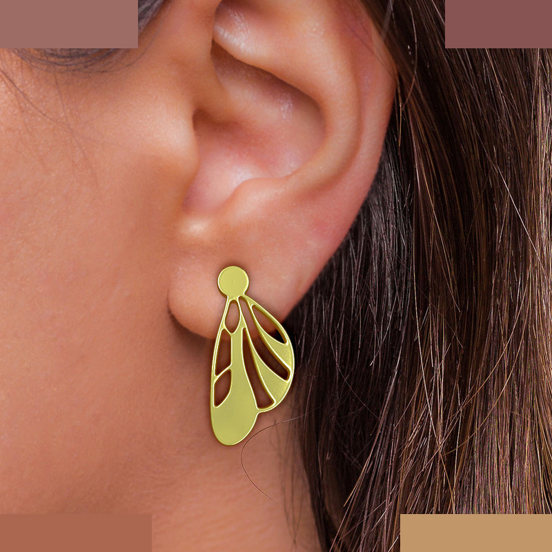 گوشواره طلا 18 عیار زنانه مدوپد مدل بال پروانه کد GA1-11620