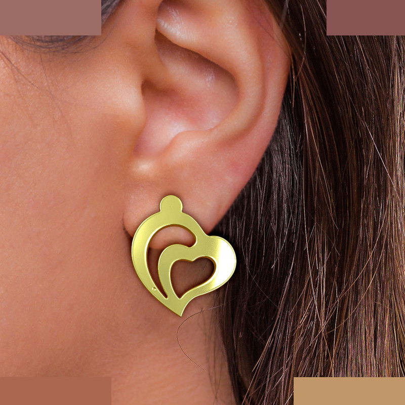 گوشواره طلا 18 عیار زنانه مدوپد مدل قلب کد GA1-11656