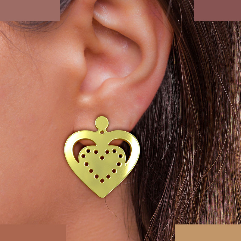 گوشواره طلا 18 عیار زنانه مدوپد مدل قلب کد GA1-11693