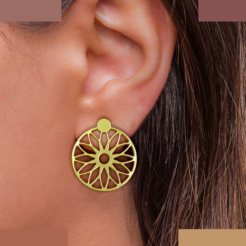 گوشواره طلا 18 عیار زنانه مدوپد مدل خورشید کد GA1-11814